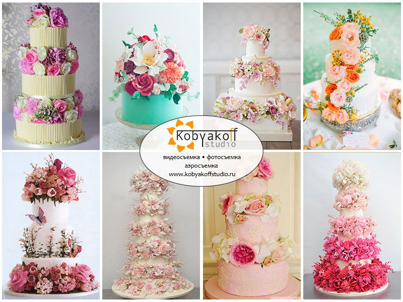 wedding cake Englishgarden, свадебный торт с цветами в стиле 